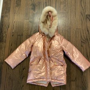 Crew cuts metallic rose parka size 4-5T